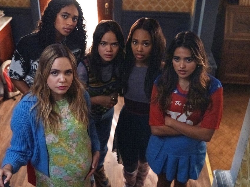 From left: Bailee Madison, Chandler Kinney, Malia Pyles, Zaria, and Maia Reficco star in “Pretty Little Liars: Original Sin” on HBO Max.